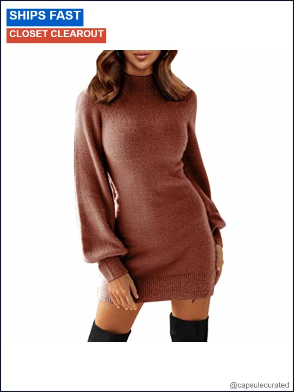 Sweater Dress Long Sleeve Mock Neck Bodycon Mini Winter Party